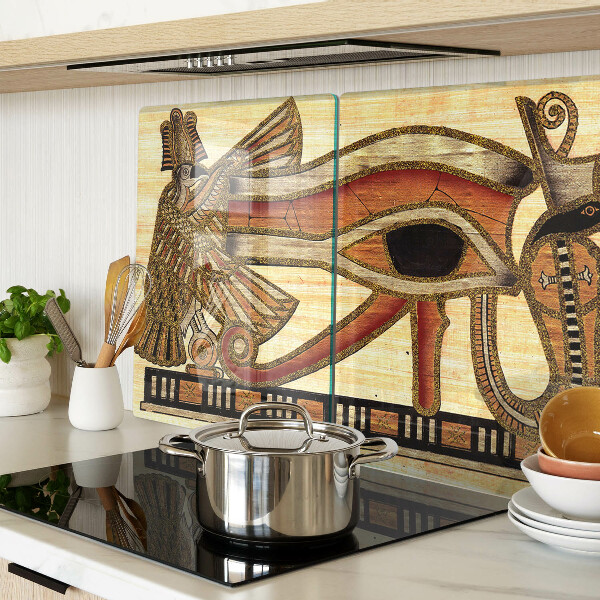 Sklenená doska na krájanie motív egyptských hieroglyfov