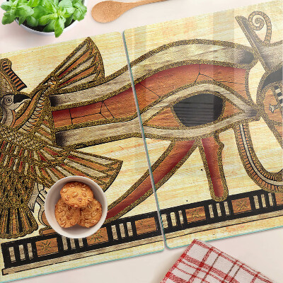 Sklenená doska na krájanie motív egyptských hieroglyfov