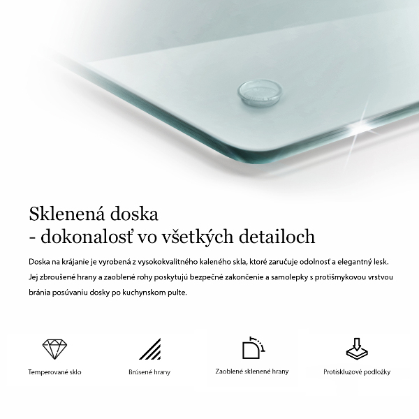 Sklenená doska na krájanie priehľadná dvojitá