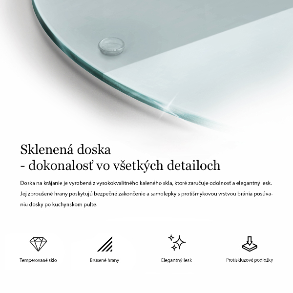 Sklenená doska na krájanie priehľadná okrúhla