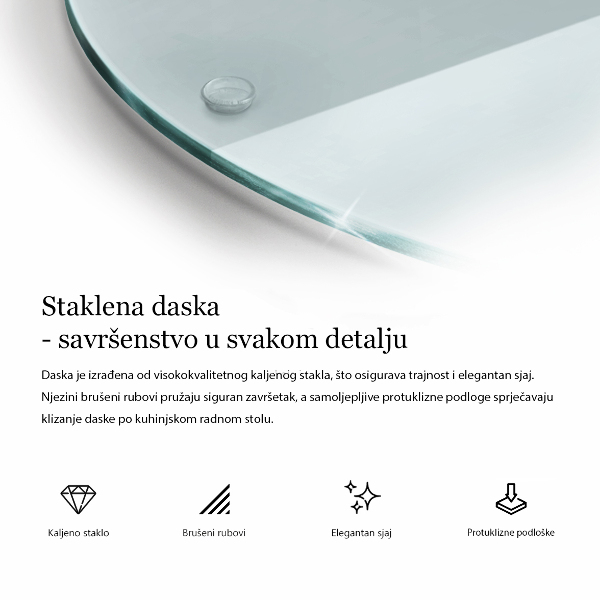 Sklenená doska na krájanie priehľadná okrúhla