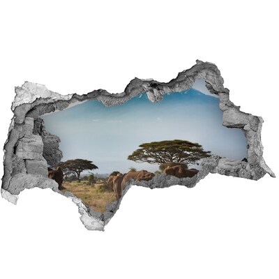 Diera 3D fototapeta Africká savana so slonmi