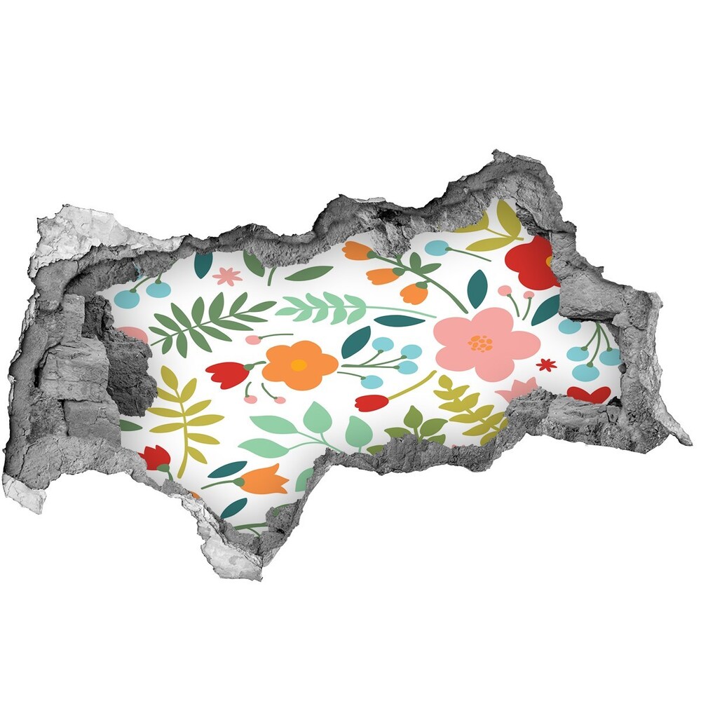 Nálepka 3D diera na stenu Kvety ilustračné