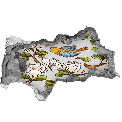 Diera 3D fototapeta nálepka Kvetinový raj s vtákom