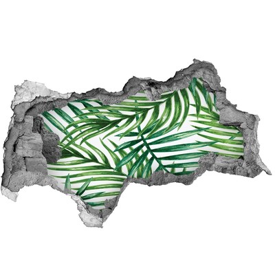 Nálepka 3D diera na stenu Palmové listy