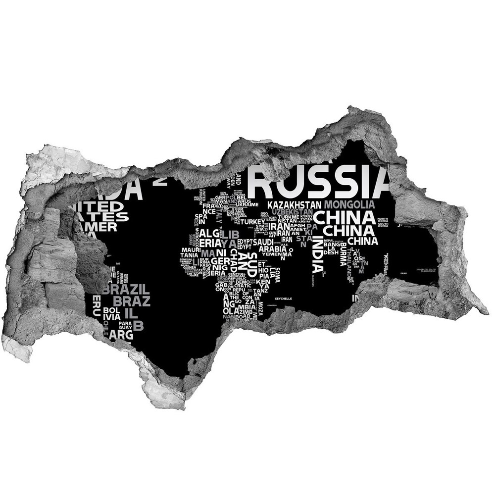 Samolepiaca diera na stenu Mapa sveta titulky
