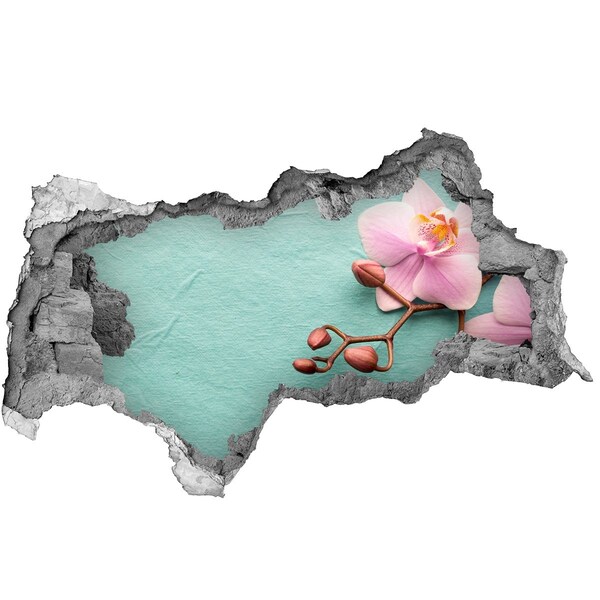 Samolepiaca nálepka fototapeta Kvet orchidey v poškodenej stene