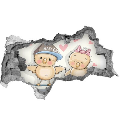 Samolepiaca nálepka Roztomilé vtáčiky na skateboarde