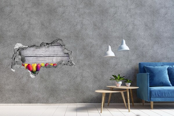 Samolepiaca nálepka Kvety cez dieru v stene