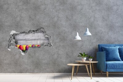 Samolepiaca nálepka Kvety cez dieru v stene