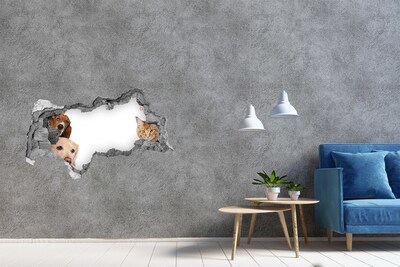 Diera 3D fototapeta na stenu Psy a mačky