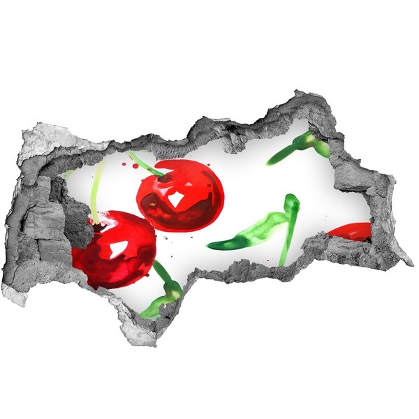 Samolepiaca nálepka betón Červené čerešne v diere v stene