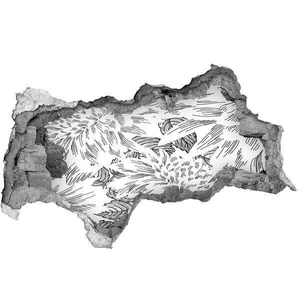 Nálepka 3D diera na stenu Kvetinový vzor s dierou v stene