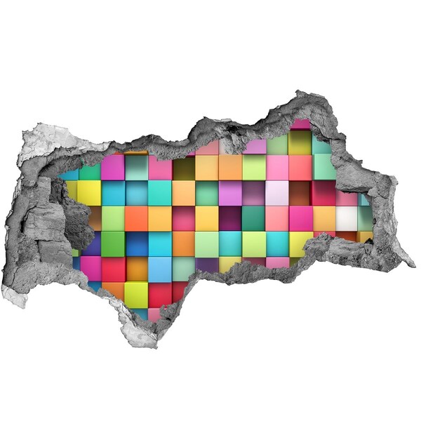 Fototapeta diera na stenu Farebné bloky v diere v stene