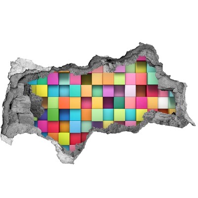 Fototapeta diera na stenu Farebné bloky v diere v stene