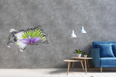 Nálepka 3D diera na stenu betón Orchidea