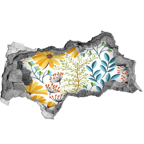 Nálepka 3D diera na stenu Kvetinový raj za múrom