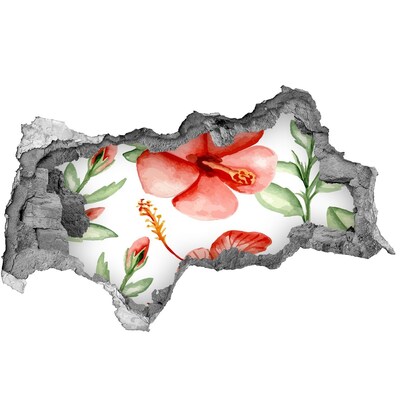Nálepka 3D diera na stenu Tropické kvety