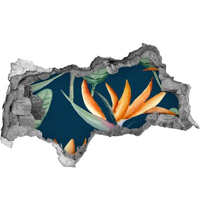 Nálepka 3D diera Tropický kvet v betóne