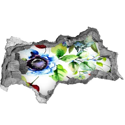 Nálepka 3D diera na stenu Kvetinový záblesk farieb