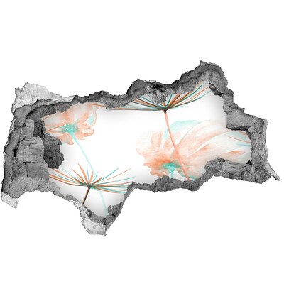 Nálepka 3D diera na stenu Kvetinová krajina cez dieru v stene