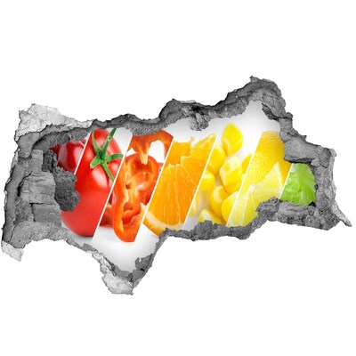 Nálepka 3D diera samolepiaca Ovocný raj za múrom