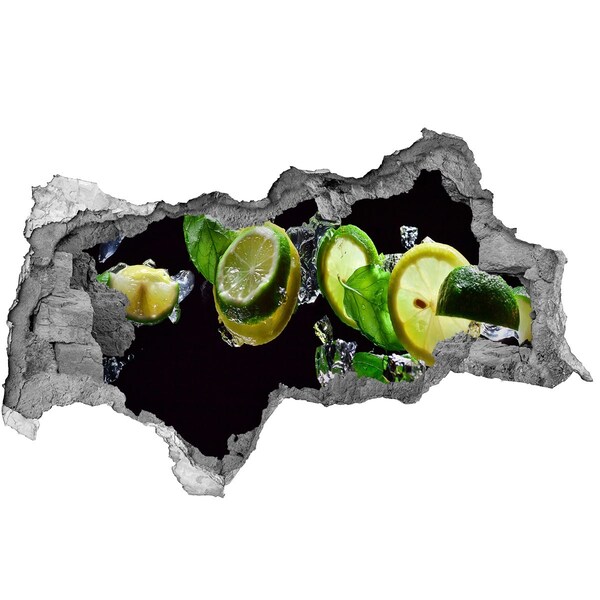 Nálepka 3D diera na stenu Citrónová dávka sviežosti