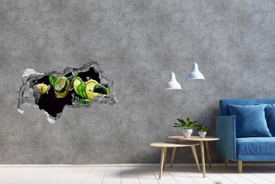 Nálepka 3D diera na stenu Citrónová dávka sviežosti