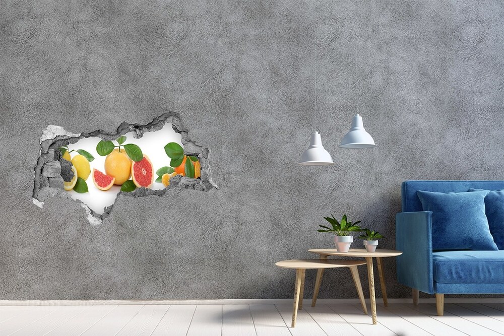 Nálepka 3D diera na stenu Citrusové ovocie