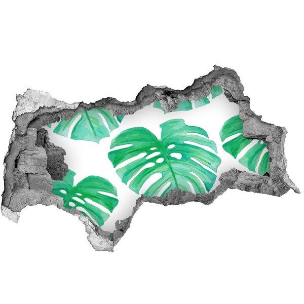 Nálepka 3D diera na stenu betón Monstera