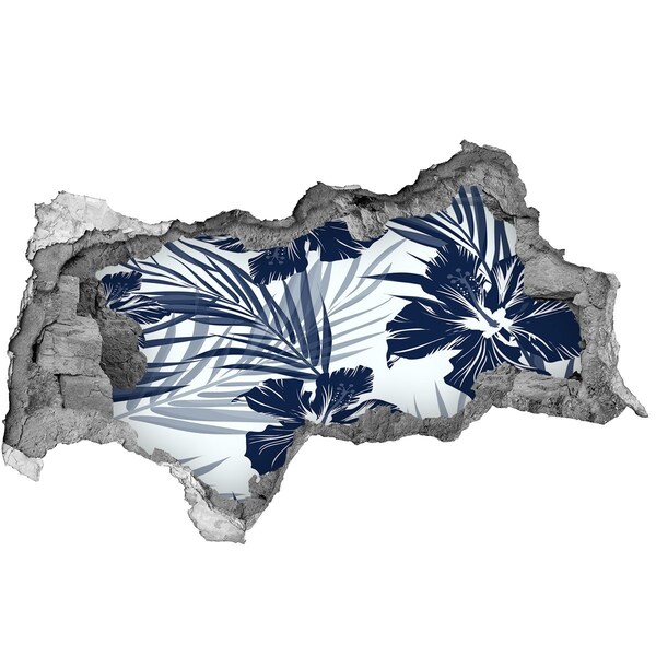 Nálepka 3D diera na stenu Tropický raj s kvetmi