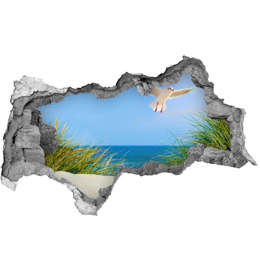 Diera 3D v stene nálepka Čajka na pláži