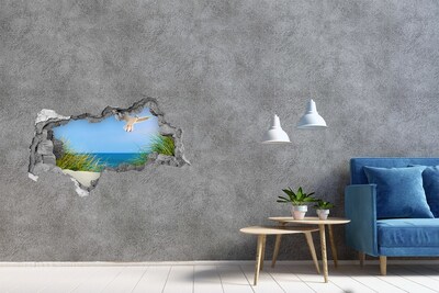 Diera 3D v stene nálepka Čajka na pláži