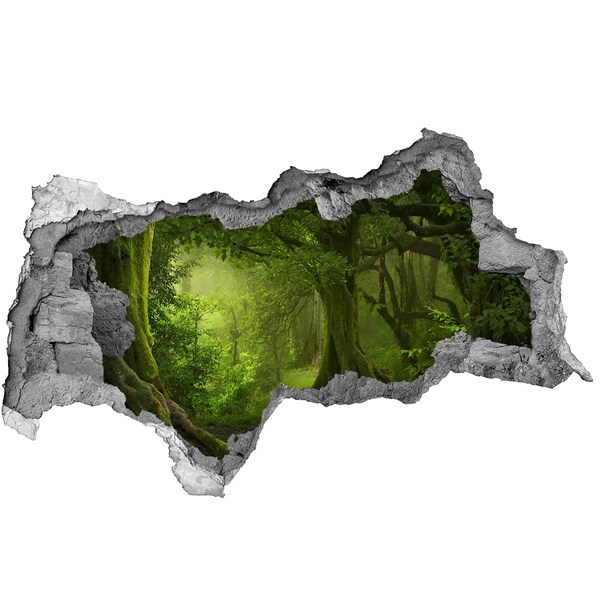 Diera 3D v stene nálepka Zelený les plný života