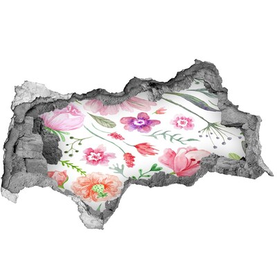 Nálepka 3D diera na stenu Kvetinový vzor