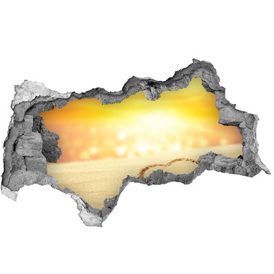 Diera 3D v stene na stenu Zlatá pláž so srdcom