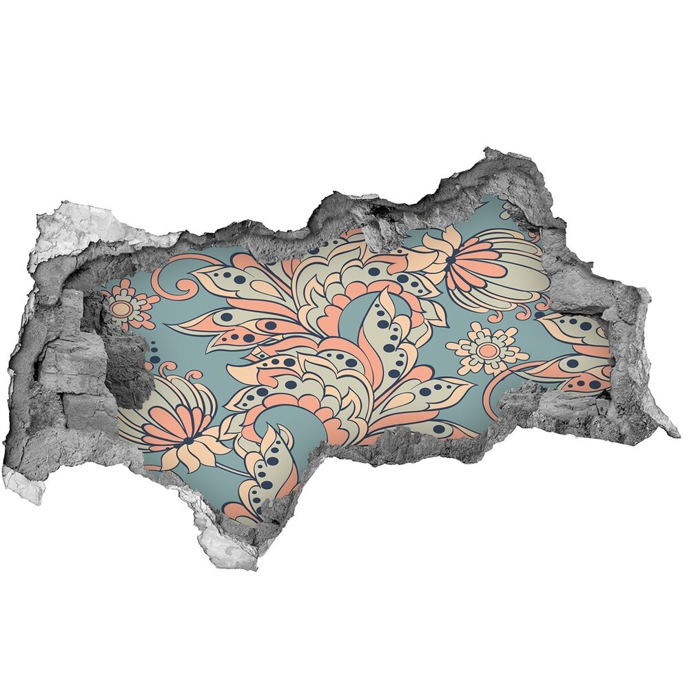 Nálepka 3D diera na stenu Etnické kvety