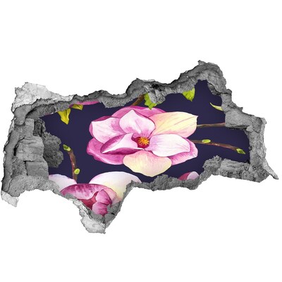 Nálepka 3D diera na stenu betón Kvetinový motív v betóne