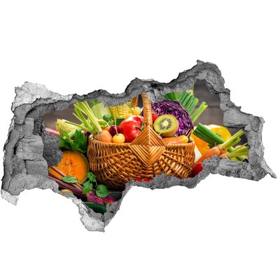 Nálepka 3D diera Košík ovocie zelenina