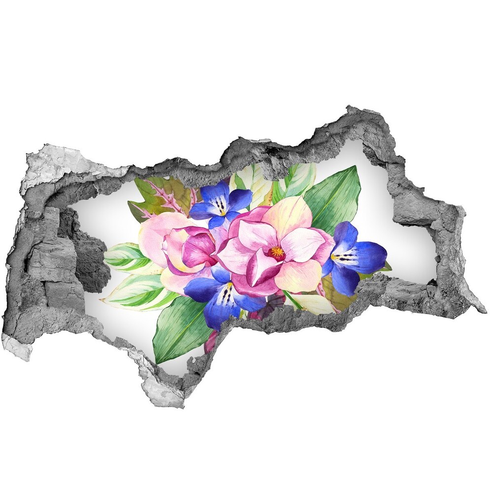 Nálepka 3D diera na stenu Kytica kvetov