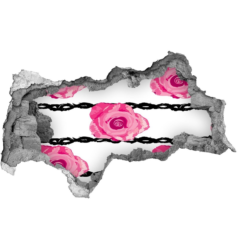 Nálepka 3D diera samolepiaca Tehla roses