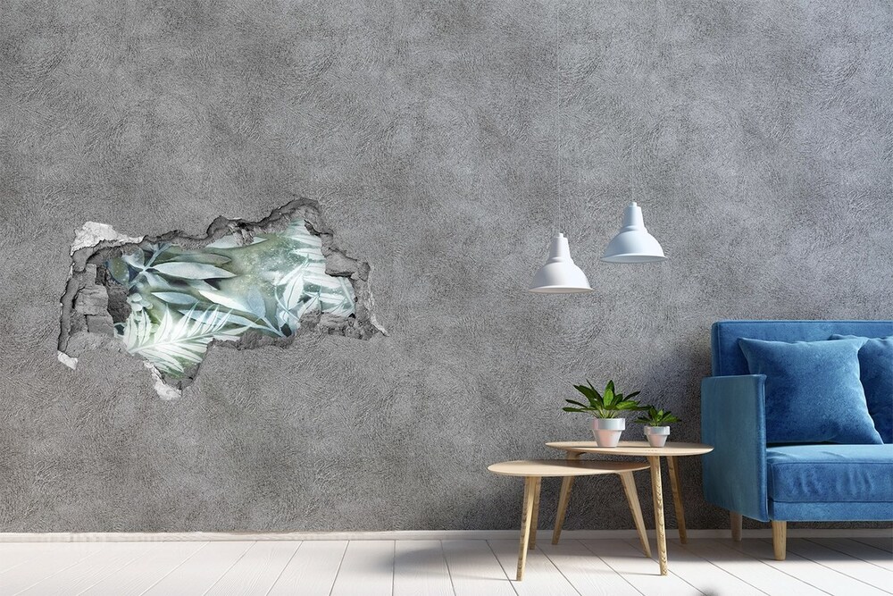 Nálepka 3D diera na stenu samolepiaca Listy