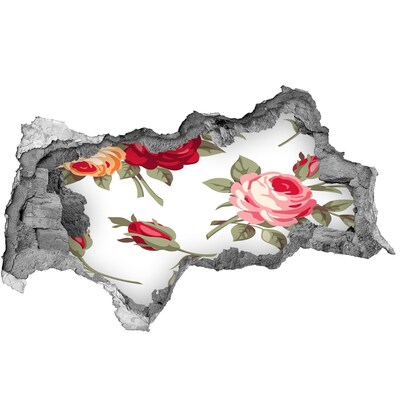 Nálepka 3D diera na stenu samolepiaca Ruže