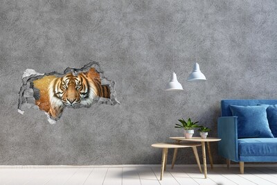 Diera 3D fototapeta na stenu Tiger v diere v stene