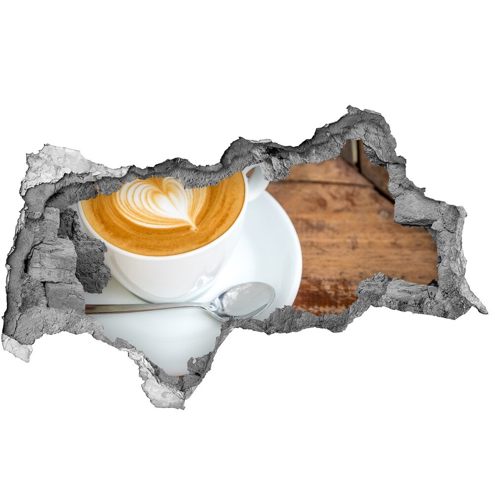 Nálepka 3D diera na stenu Káva v šálke