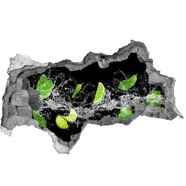 Nálepka 3D diera na stenu Osviežujúci limetkový kokteil