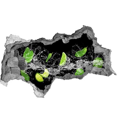 Nálepka 3D diera na stenu Osviežujúci limetkový kokteil