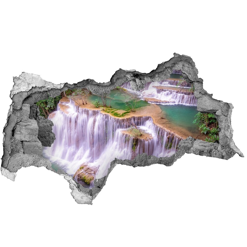 Diera 3D v stene nálepka Thailand vodopád