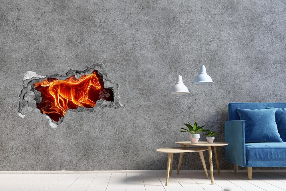 Diera 3D fototapeta na stenu Kôň v plameňoch