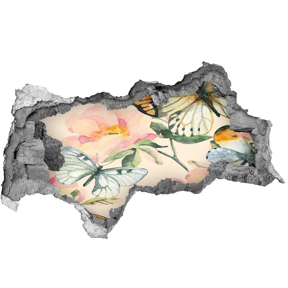 Diera 3D fototapeta nálepka Motýle a kvety